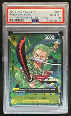 2024 One Piece Roronoa Zoro Championship Event Pack #P-042 PSA 10 GEM MINT - Image 1
