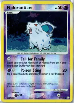 Pokemon Card - Nidoran F 91/123 Mysterious Treasures Common Reverse Holo HP - Image 1