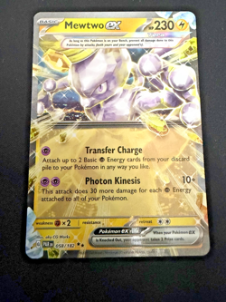 Pokemon TCG Mewtwo EX Paradox Rift Holo Card 058/182 Double Rare - Image 1