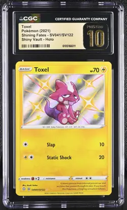 CGC 10 Toxel Sv041/sv122 Shiny Vault Holo Shining Fates Pokemon - Image 1