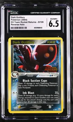 DARK OCTILLERY 8/109 REVERSE HOLO EX TEAM ROCKET RETURNS POKEMON CGC 6.5 EX/NM+ - Image 1