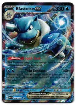 Blastoise ex 009/165 - 🌊 151 Double Rare Pokemon TCG 🖤 - LP - Image 1