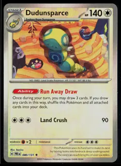 Dudunsparce 080/131 Prismatic Evolutions POKEBALL Rare Pokemon - Image 1