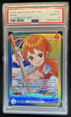 2025 One Piece Nami Leader Alternative Art #OP11-041 PSA 10 GEM MINT - Image 1