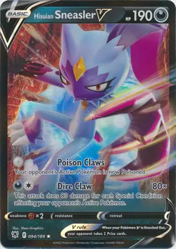 Holo Hisuian Sneasler V 094/189 Ultra Rare Astral Radiance Pokemon TCG - Image 1