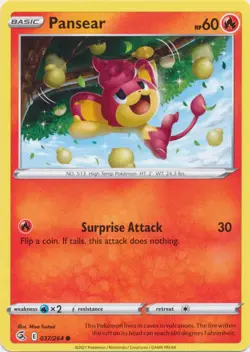 Pansear 037/264 Common Fusion Strike Pokemon TCG - Image 1