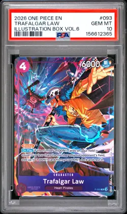 2026 ONE PIECE PROMOS ILLUSTRATION BOX VOL.6 #093 TRAFALGAR LAW PSA 10 - Image 1