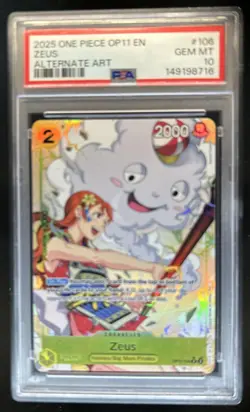 2025 One Piece A Fist of Divine Speed Zeus Rare Alt Art #OP11-106 - Image 1