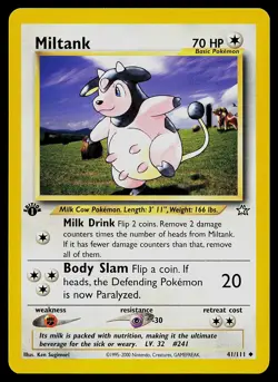 Pokemon Card - Miltank 1st Edition Neo Genesis 41/111 Uncommon - Image 1