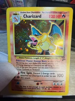 Pokemon TCG Charizard Base Set 2 Holo swirl Vintage Card 4/130 mp/hp - Image 3