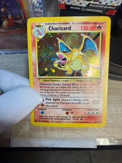 Pokemon TCG Charizard Base Set 2 Holo swirl Vintage Card 4/130 mp/hp - Image 4
