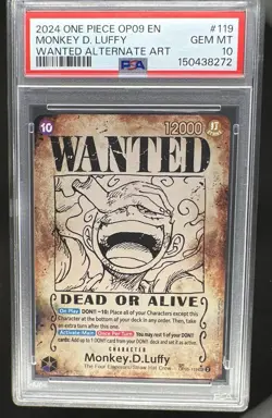 2025 One Piece Monkey.D.Luffy Special Card Wanted Alt Art #OP05-119 PSA 10 - Image 1