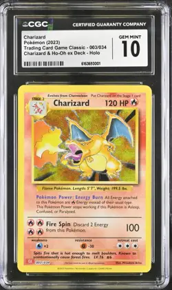CGC 10 GEM MINT Charizard Holo Trading Card Game Classic Deck 003/034 Pokemon - Image 1