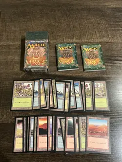 MTG Magic Mirage Cards Opened Starter Deck Incomplete, 2x Rulebooks, 2x Lands - Image 1