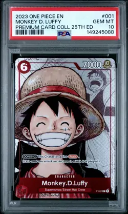 2023 ONE PIECE PREMIUM CARD COLLECTION 25TH EDITION #001 MONKEY D. LUFFY PSA 10 - Image 1