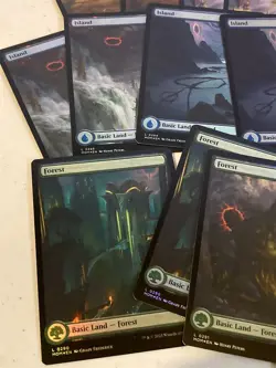 mtg 25 foil full art lands, March of the Machines, 5 of each color, unplayed - Image 2