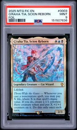 2025 MTG FINAL FANTASY COMMANDER FOIL #0003 G'RAHA TIA SCION REBORN PSA 9 - Image 1