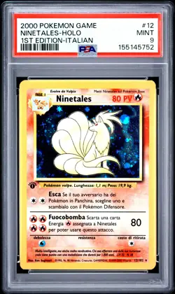 2000 POKEMON GAME 1ST EDITION-ITALIAN #12 NINETALES-HOLO PSA 9 - Image 1