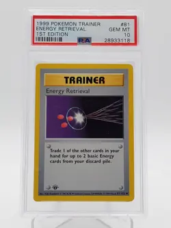 ENERGY RETRIEVAL 1999 POKEMON BASE SET SHADOWLESS 1ST EDITION PSA 10 Q3963 - Image 1
