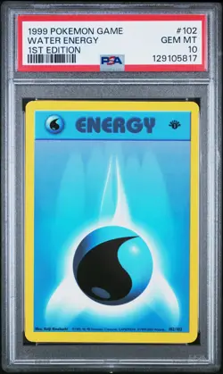 1999 POKEMON BASE SET 1ST EDITION #102 WATER ENERGY PSA 10 - Image 1