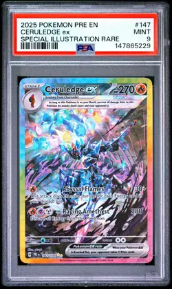 2025 POKEMON PRE EN-PSPECIAL ILLUSTRATION RARE #147 CERULEDGE EX PSA 9 - Image 1
