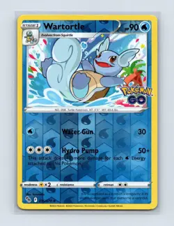 Wartortle 016/078 Uncommon Pokemon GO Pokemon Reverse Holo Near Mint - Image 1
