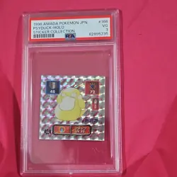 Amada Pokemon TCG 1996 Japanese Psyduck Holo Sticker Collection #166 PSA 3 - Image 1