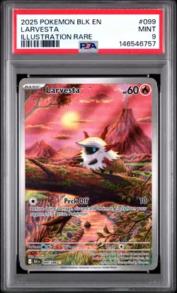 2025 POKEMON BLK EN-BLACK BOLT ILLUSTRATION RARE #099 LARVESTA PSA 9 - Image 1