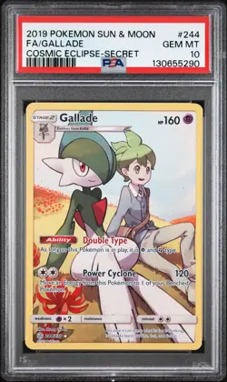 2019 POKEMON SUN & MOON COSMIC ECLIPSE SECRET #244 FULL ART/GALLADE PSA 10 - Image 1