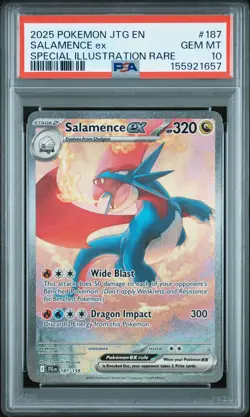 2025 POKEMON JTG EN-JOURNEY TOGETHER #187 SALAMENCE EX PSA 10 - Image 1