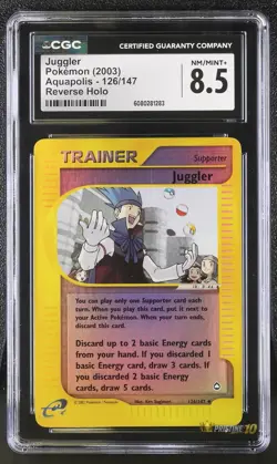 JUGGLER 126/147 REVERSE HOLO AQUAPOLIS POKEMON CGC 8.5 NM/MINT+ - Image 1