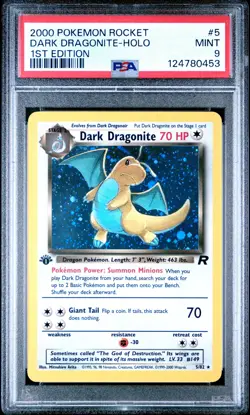 2000 POKEMON ROCKET 1ST EDITION #5 DARK DRAGONITE-HOLO PSA 9 - Image 1