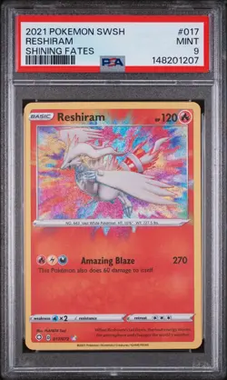 2021 POKEMON SWORD & SHIELD SHINING FATES #017 RESHIRAM PSA 9 - Image 1