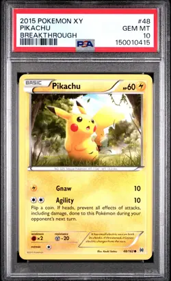 2015 POKEMON XY BREAKTHROUGH #48 PIKACHU PSA 10 - Image 1
