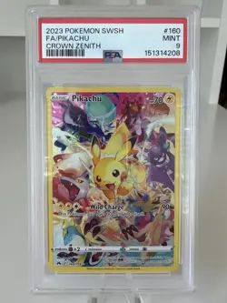 Pokemon 2023 Crown Zenith Pikachu 160/159 Secret Rare Full Art Holo PSA 9 - Image 1