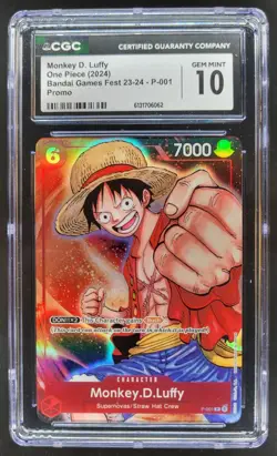 2024 ONE PIECE MONKEY D. LUFFY BANDAI GAMES FEST PROMO P-001 CGC 10 P PT - Image 1
