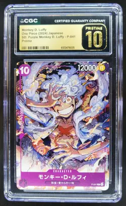 2024 ONE PIECE JP MONKEY D. LUFFY PROMO PURPLE P-041 CGC 10 PRISTINE B RC7 - Image 1