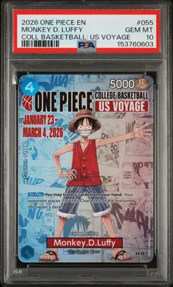 2026 ONE PIECE PROMO COLLEGE BASKETBALL: US VOYAGE MONKEY D. LUFFY PSA 10 - Image 1