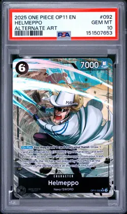 2025 ONE PIECE OP11-A FIST OF DIVINE SPEED ALTERNATE ART #092 HELMEPPO PSA 10 - Image 1