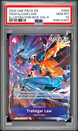 2026 ONE PIECE PROMOS ILLUSTRATION BOX VOL.6 #093 TRAFALGAR LAW PSA 10 - Image 1
