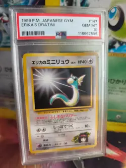 Pokemon Card Erika's Dratini Leaders Stadium Japanese Gym heroes 1998 PSA 10 - Image 1