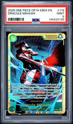2026 ONE PIECE OP14-EB04-THE AZURE SEA'S SEVEN #119 DRACULE MIHAWK PSA 9 - Image 1