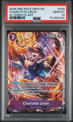 2026 ONE PIECE EB03 ALTERNATE ART #034 CHARLOTTE LINLIN PSA 10 - Image 1