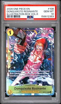 2026 ONE PIECE PROMOS ILLUSTRATION BOX VOL.6 #108 DONQUIXOTE ROSINANTE PSA 10 - Image 1