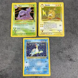 Pokemon TCG Fossil Lapras Raichu Muk Holo Rare Pokemon Card Bundle LP-MP - Image 1