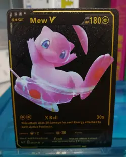 Pokemon Mew V Black Foil Holo Textured Fan Art Card Nintendo Pokemon TCG - Image 1