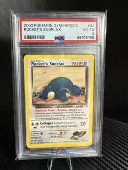 PSA 4 EX-MT Pokemon Rocket's Snorlax Gym Heroes Rare Unlimited #33 2000 - Image 1