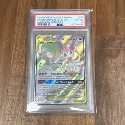 Pokemon TCG 2019 Sun & Moon Unbroken Bonds Gardevoir & Sylveon GX 205/214 PSA 8 - Image 1