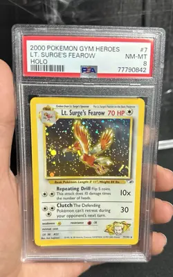 2000 POKEMON GYM HEROES HOLO #7 LT. SURGE'S FEAROW PSA 8 - Image 1