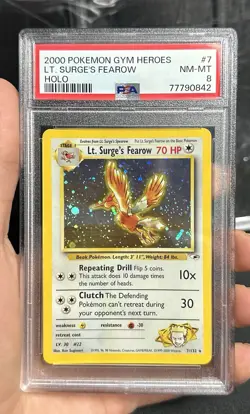 2000 POKEMON GYM HEROES HOLO #7 LT. SURGE'S FEAROW PSA 8 - Image 2